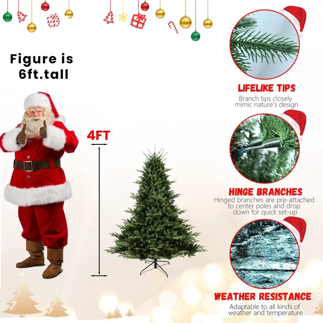 Alt view image 7 of 7 - Full Shaped Christmas Tree with Tips PVC Mixed Needles, Wide Base for Large Spaces Hinged Structure for Easy Setup