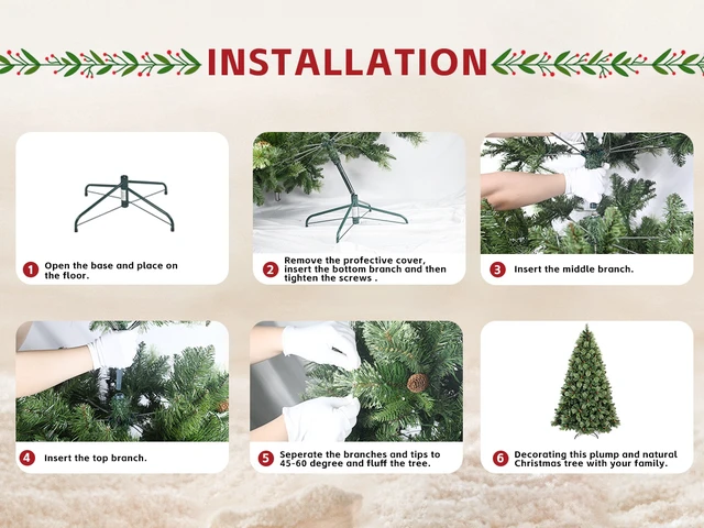 Alt view image 7 of 7 - Pre Lit Artificial Christmas Tree, Tips Blossom Tipped Needle and PVC Tree LED Max 60 Inch Diameter Iron Base Holiday
