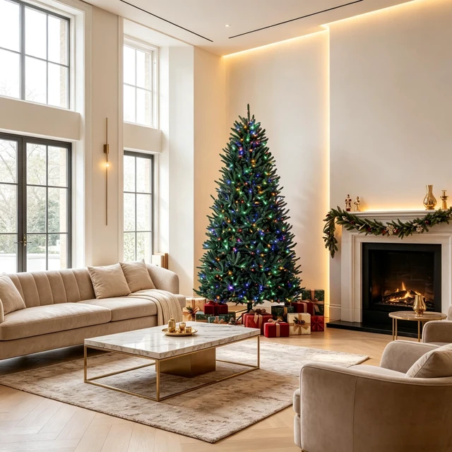Alt view image 3 of 7 - Prelit Colorado Spruce Christmas Tree, Easy Plug Technology Hinged Artificial Xmas Tree with and Color LED Lights