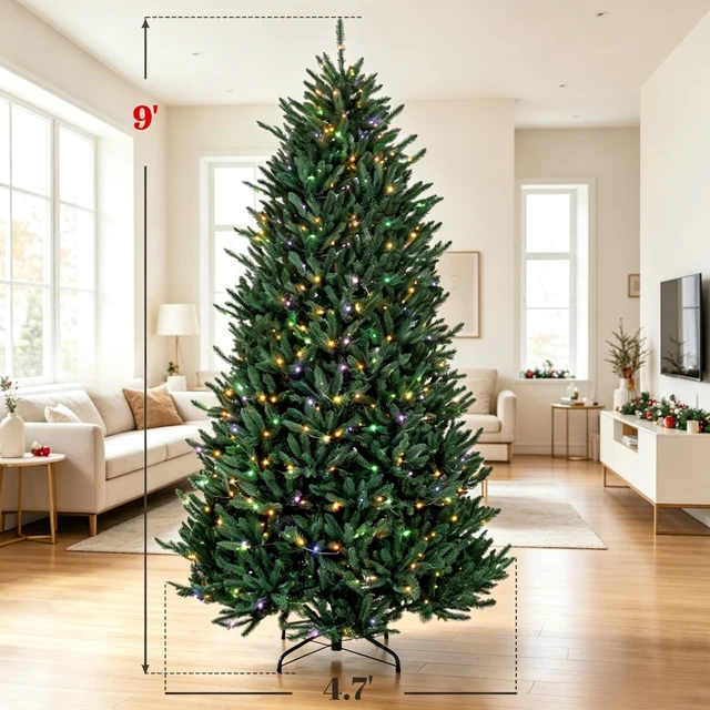Alt view image 2 of 7 - Prelit Colorado Spruce Christmas Tree, Easy Plug Technology Hinged Artificial Xmas Tree with and Color LED Lights