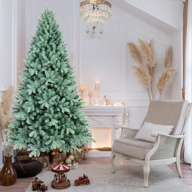 Alt view image 7 of 7 - Tint PVC Christmas Tree 854tips, Hinged Branch Design Full Stable Metal Stand Easy Assemble Holiday Decoration, Blue