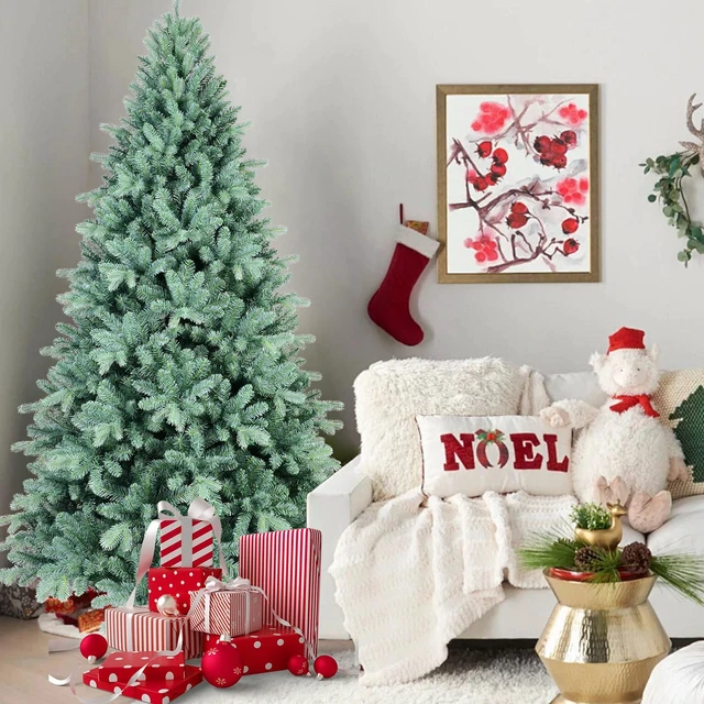 Main image of Tint PVC Christmas Tree 854tips, Hinged Branch Design Full Stable Metal Stand Easy Assemble Holiday Decoration, Blue