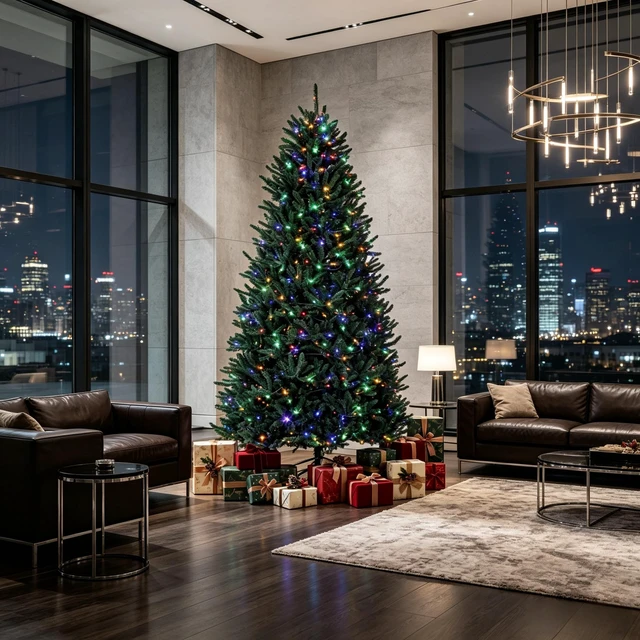Alt view image 4 of 7 - Prelit Colorado Spruce Christmas Tree, Easy Plug Technology Hinged Artificial Xmas Tree with and Color LED Lights