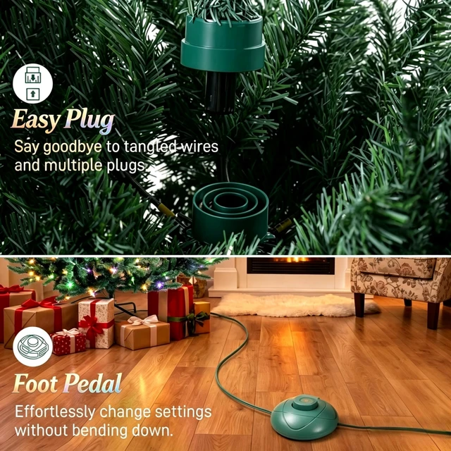 Alt view image 7 of 7 - Prelit Colorado Spruce Christmas Tree, Easy Plug Technology Hinged Artificial Xmas Tree with and Color LED Lights