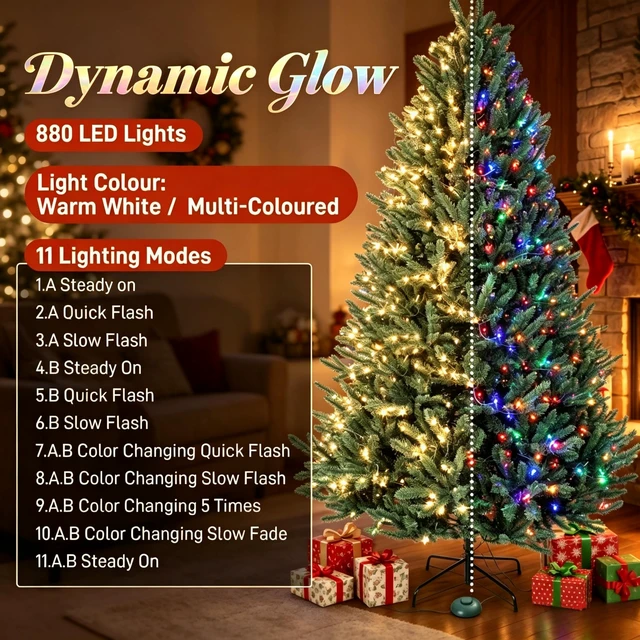 Alt view image 6 of 7 - Prelit Colorado Spruce Christmas Tree, Easy Plug Technology Hinged Artificial Xmas Tree with and Color LED Lights