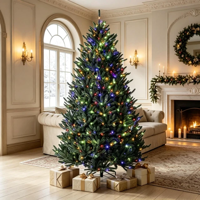 Main image of Prelit Colorado Spruce Christmas Tree, Easy Plug Technology Hinged Artificial Xmas Tree with Switchable and Color LED