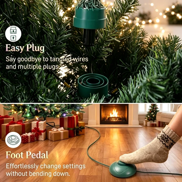 Alt view image 4 of 7 - Prelit Colorado Spruce Christmas Tree, Easy Plug Technology Hinged Artificial Xmas Tree with Switchable and Color LED