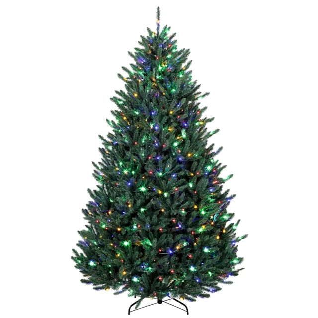 Alt view image 6 of 7 - Prelit Colorado Spruce Christmas Tree, Easy Plug Technology Hinged Artificial Xmas Tree with Switchable and Color LED