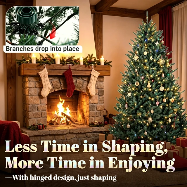 Alt view image 5 of 7 - Prelit Colorado Spruce Christmas Tree, Easy Plug Technology Hinged Artificial Xmas Tree with Switchable and Color LED