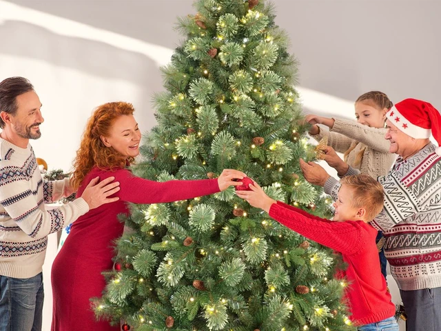 Alt view image 3 of 7 - Pre Lit Artificial Christmas Tree, Tips Blossom Tipped Needle and PVC Tree LED Cones Max 45 Inch Diameter Iron Base