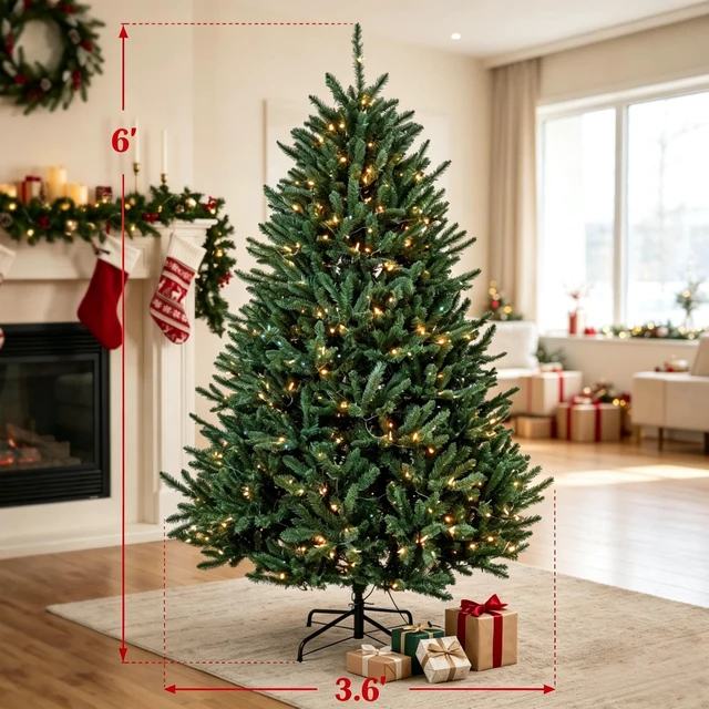 Alt view image 3 of 7 - 6 ft Pre Lit Colorado Spruce Artificial Christmas Tree, Hinged Branches with Easy Plug Lighting System Switchable