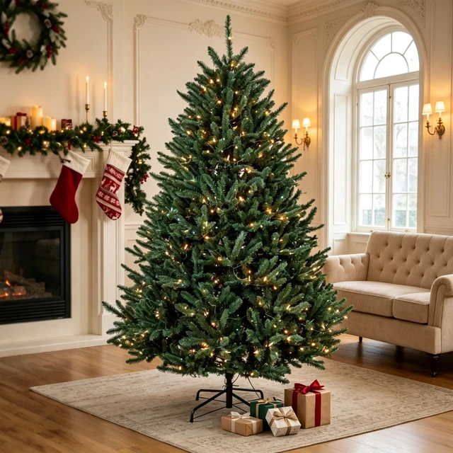 Alt view image 2 of 7 - 6 ft Pre Lit Colorado Spruce Artificial Christmas Tree, Hinged Branches with Easy Plug Lighting System Switchable