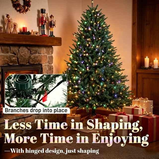 Alt view image 5 of 7 - 6 ft Pre Lit Colorado Spruce Artificial Christmas Tree, Hinged Branches with Easy Plug Lighting System Switchable