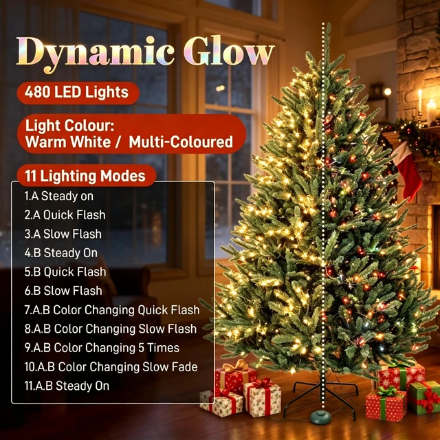 Alt view image 6 of 7 - 6 ft Pre Lit Colorado Spruce Artificial Christmas Tree, Hinged Branches with Easy Plug Lighting System Switchable