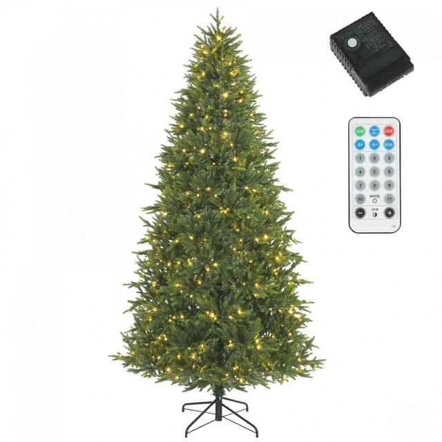 Alt view image 3 of 7 - 6 ft Pre Lit Nordmann Fir Artificial Christmas Tree, Hinged Branches with All Realistic Tips Dual Color Leds Featuring