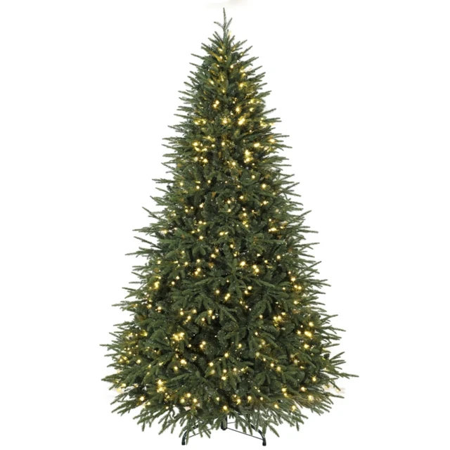 Alt view image 6 of 7 - Festive Easy Setup Artificial Christmas Tree, Pre Lit Hinged Artificial Christmas Tree 7 ft Flocked Prelit Green, Metal