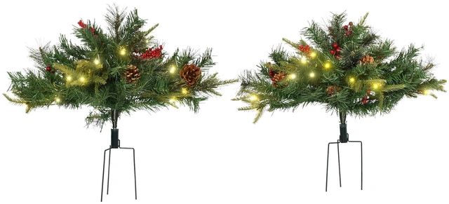Main image of 2 ft 22 Inch Pack Prelit Artificial Christmas Tree Cordless with Branches, LED Lights Berries Cones for Outdoor