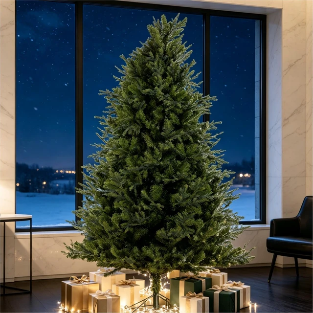 Alt view image 6 of 7 - Realistic PVC Hybrid Christmas Tree with Fresh Scent, 51.96 Inch Full Shape Artificial Xmas Tree with Metal Stand, Green