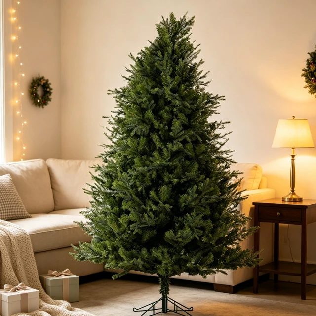 Alt view image 7 of 7 - Realistic PVC Hybrid Christmas Tree with Fresh Scent, 51.96 Inch Full Shape Artificial Xmas Tree with Metal Stand, Green