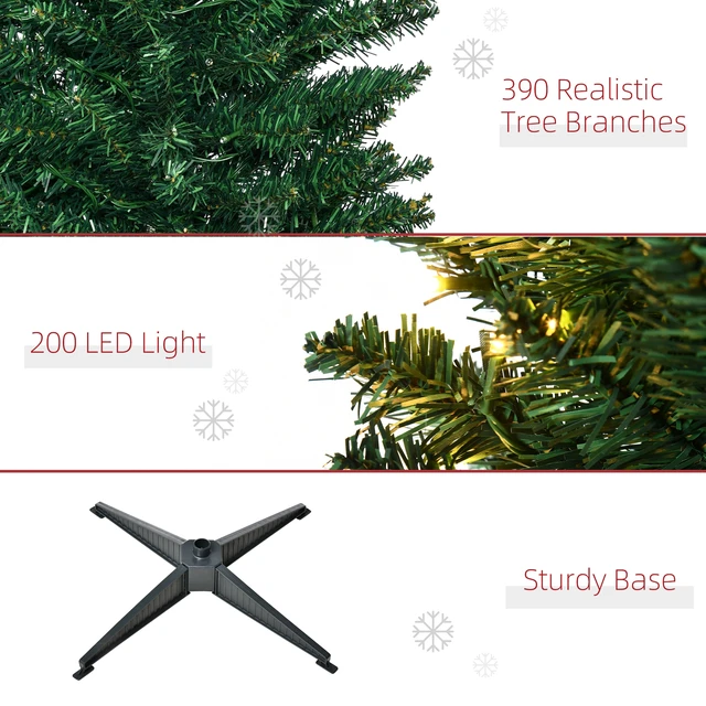 Alt view image 2 of 7 - Tall Pre Lit Slim Noble Fir Artificial Christmas Tree with LED Lights and Tips, Christmas Decoration, Green, PVC