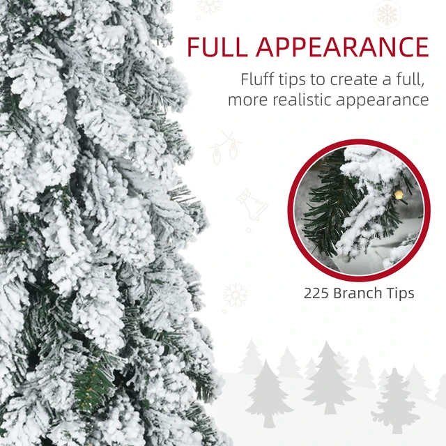 Alt view image 4 of 7 - 4 ft Tall Prelit Pencil Artificial Christmas Tree Holiday Décor with Snow Flocked Branches, Colorful LED Lights