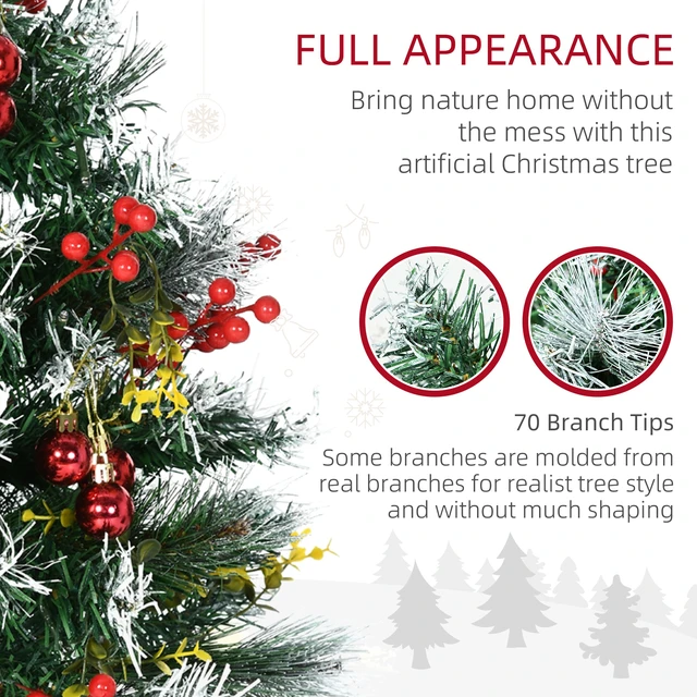 Alt view image 5 of 7 - 2.5 ft Pack Outdoor Entryway Pre Lit Artificial Christmas Tree Cordless with Branches, LED Lights Berries Cones Balls