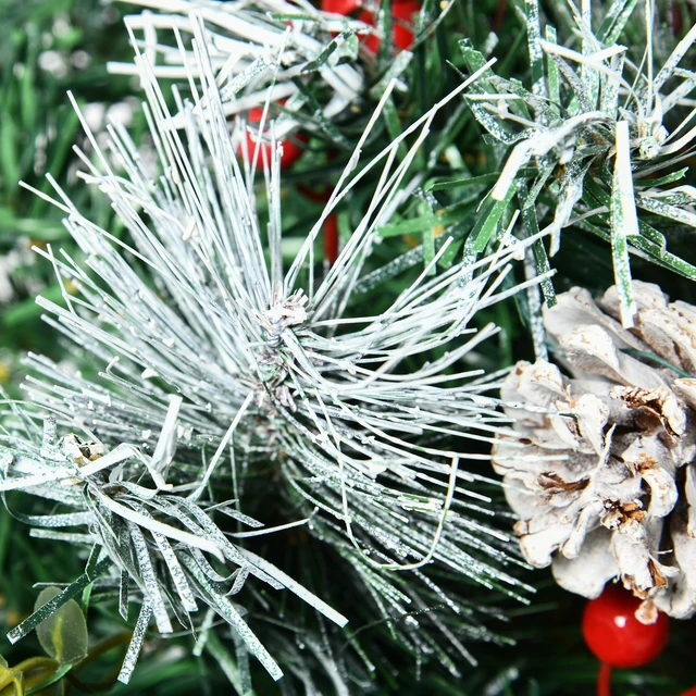 Alt view image 2 of 7 - 2.5 ft Pack Outdoor Entryway Pre Lit Artificial Christmas Tree Cordless with Branches, LED Lights Berries Cones Balls