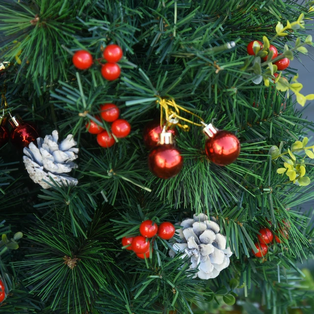 Alt view image 3 of 7 - 22.5 in Christmas Tree Pack Outdoor Pre Lit Artificial Cordless with White Lights and Stakes, Green, Plastic