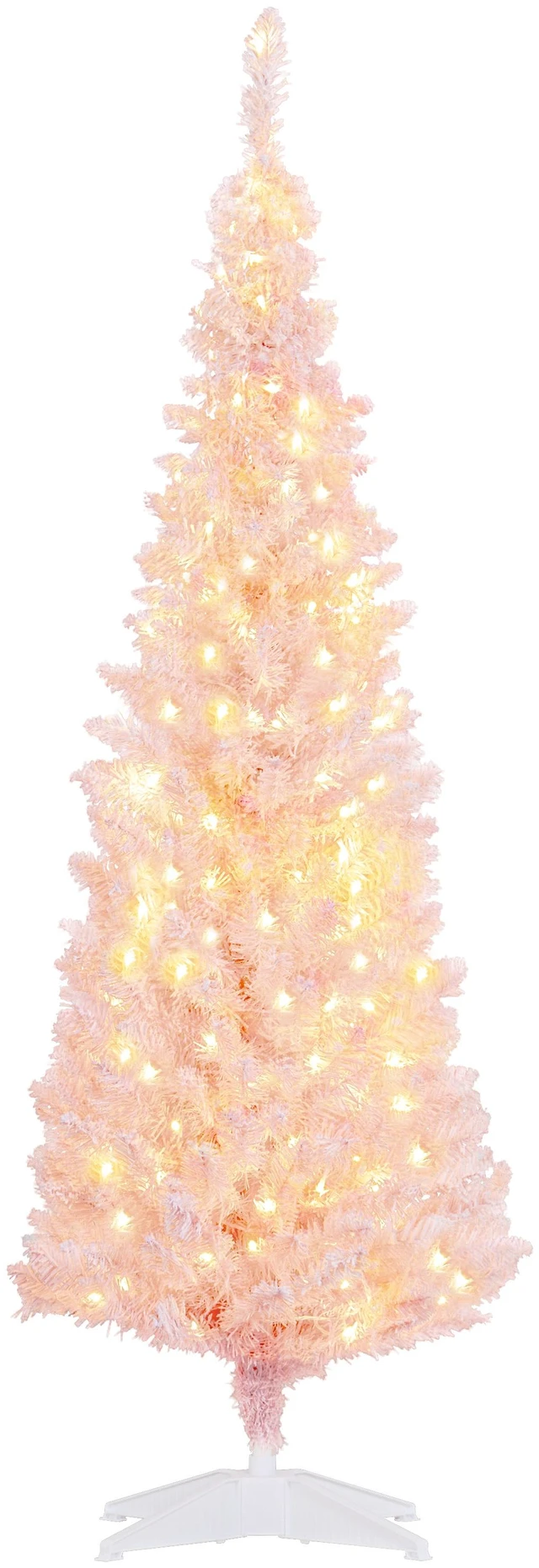 Main image of Tall Pre Lit Slim Noble Fir Artificial Christmas Tree with LED Lights and Tips, Christmas Decoration with Snow Flocked