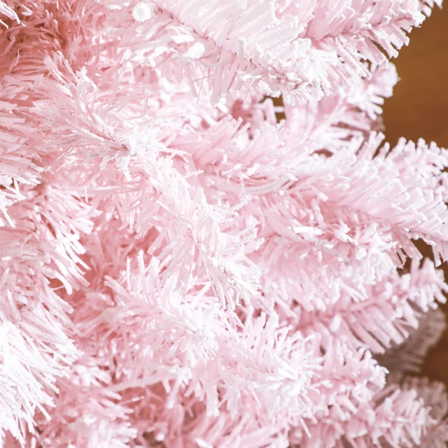Alt view image 2 of 7 - Tall Pre Lit Slim Noble Fir Artificial Christmas Tree with LED Lights and Tips, Christmas Decoration with Snow Flocked