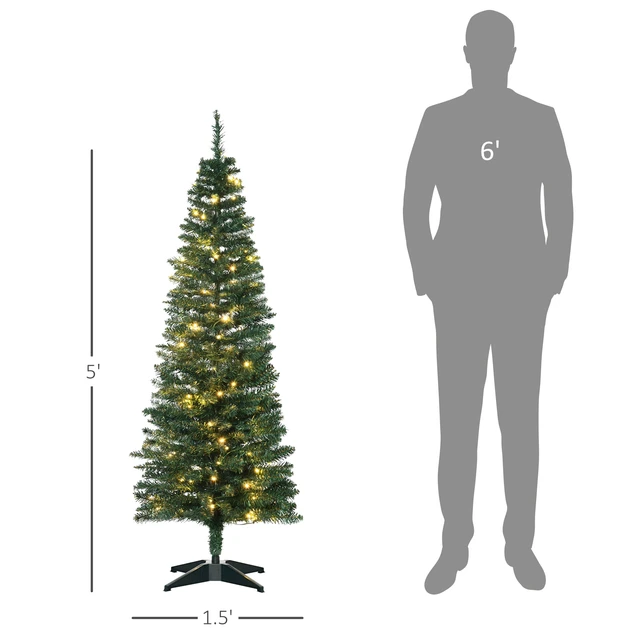 Alt view image 7 of 7 - Tall Pre Lit Slim Noble Fir Artificial Christmas Tree with Realistic Branches, LED Lights and Tips, Green, Plastic