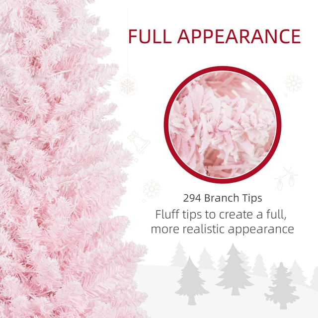 Alt view image 3 of 7 - Tall Pre Lit Slim Noble Fir Artificial Christmas Tree with LED Lights and Tips, Christmas Decoration with Snow Flocked