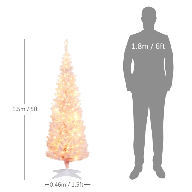 Alt view image 6 of 7 - Tall Pre Lit Slim Noble Fir Artificial Christmas Tree with LED Lights and Tips, Christmas Decoration with Snow Flocked