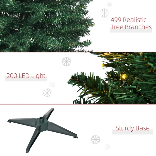 Alt view image 2 of 7 - Tall Pre Lit Slim Noble Fir Artificial Christmas Tree with Realistic Branches, LED Lights and Tips, Green, Plastic