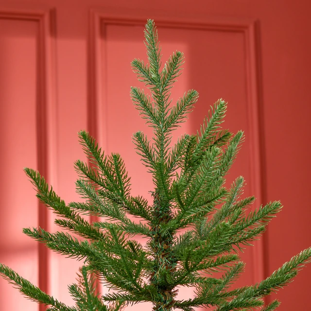 Alt view image 2 of 7 - 6 Foot Artificial Christmas Tree, Hinged Xmas Tree with Realistic Branches Steel Base Auto Open, Green, Plastic