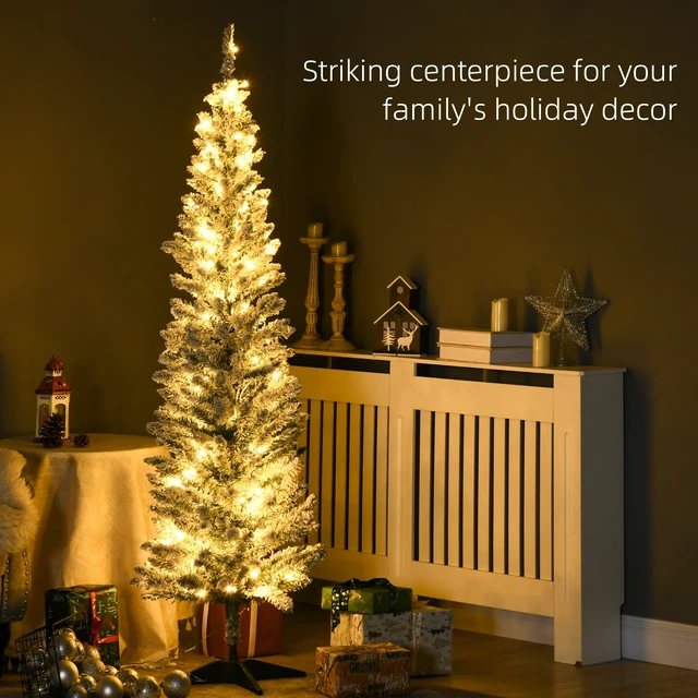 Alt view image 5 of 7 - Tall Pre Lit Slim Noble Fir Artificial Christmas Tree with LED Lights and Tips, Christmas Decoration, Green, Plastic