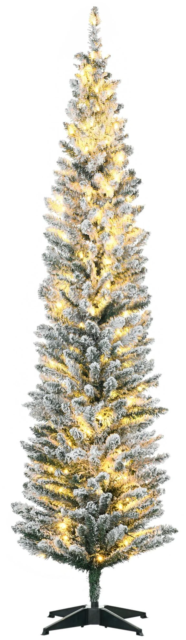 Main image of Tall Pre Lit Slim Noble Fir Artificial Christmas Tree with LED Lights and Tips, Christmas Decoration, Green, Plastic