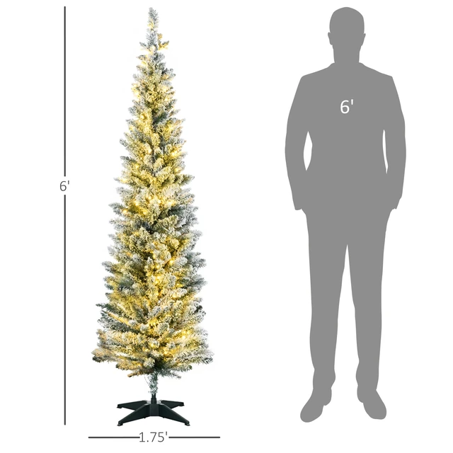 Alt view image 6 of 7 - Tall Pre Lit Slim Noble Fir Artificial Christmas Tree with LED Lights and Tips, Christmas Decoration, Green, Plastic
