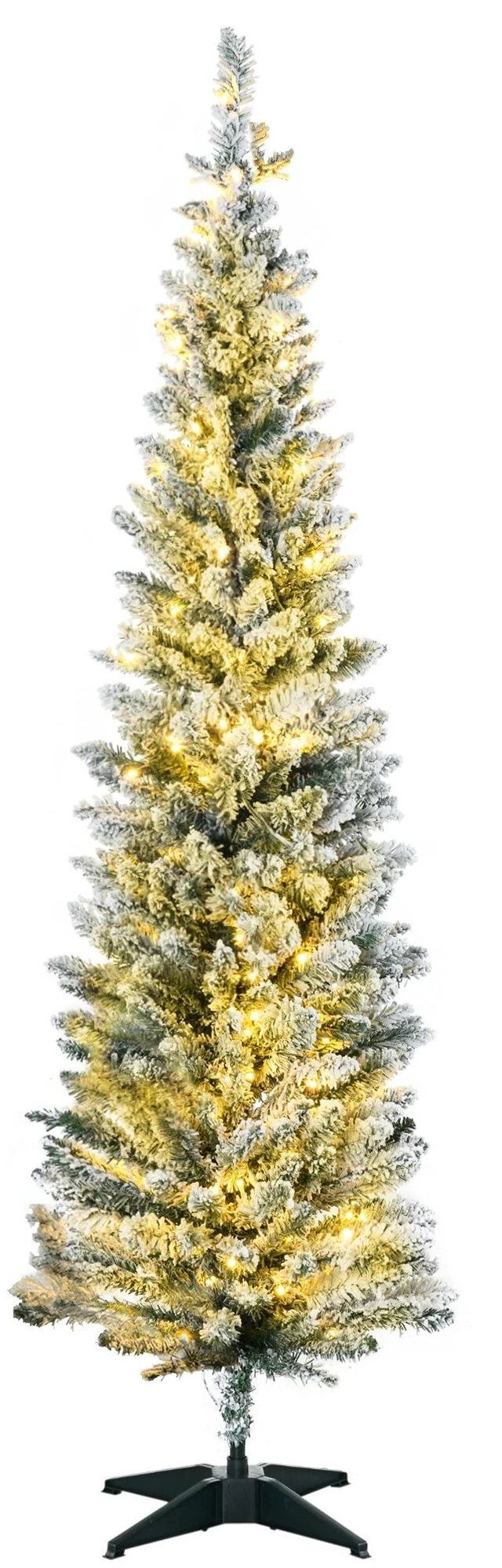 Main image of Tall Pre Lit Slim Noble Fir Artificial Christmas Tree with LED Lights and Tips, Christmas Decoration, Green, Plastic
