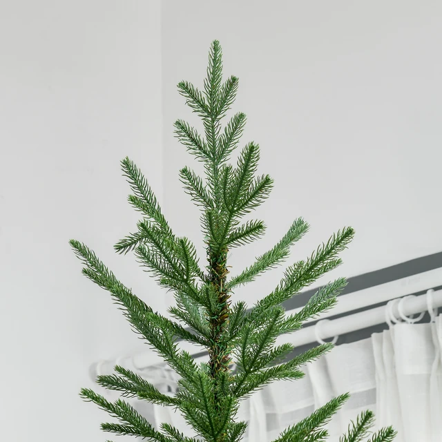 Alt view image 2 of 7 - 9 Foot Artificial Christmas Tree, Hinged Xmas Tree with Realistic Branches Steel Base Auto Open, Green, Plastic