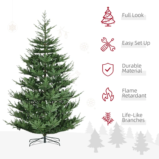 Alt view image 6 of 7 - 9 Foot Artificial Christmas Tree, Hinged Xmas Tree with Realistic Branches Steel Base Auto Open, Green, Plastic