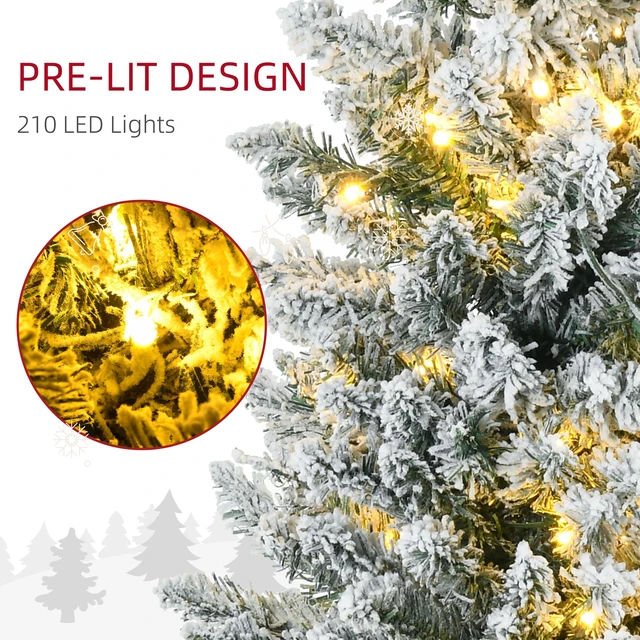 Alt view image 4 of 7 - Tall Pre Lit Slim Noble Fir Artificial Christmas Tree with LED Lights and Tips, Christmas Decoration, Green, Plastic