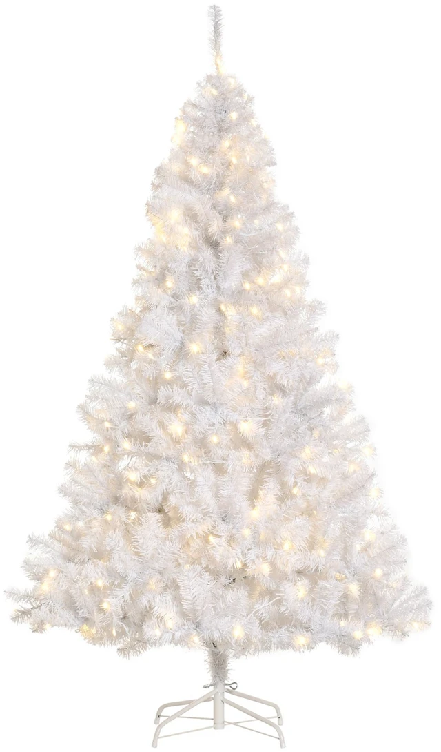Main image of Tall Prelit Christmas Tree Douglas Fir Artificial Christmas Tree with Realistic Branches, LED Lights and Tips, White