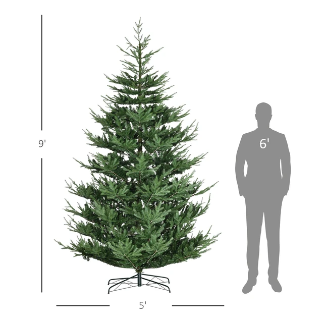 Alt view image 7 of 7 - 9 Foot Artificial Christmas Tree, Hinged Xmas Tree with Realistic Branches Steel Base Auto Open, Green, Plastic