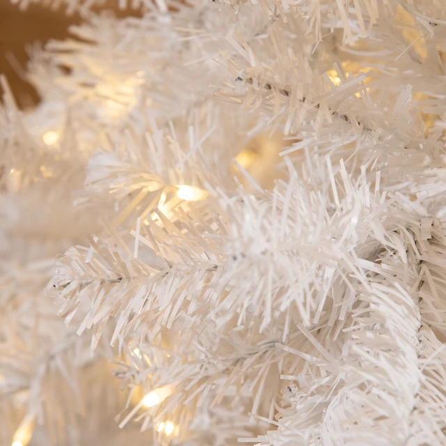 Alt view image 2 of 7 - Tall Prelit Christmas Tree Douglas Fir Artificial Christmas Tree with Realistic Branches, LED Lights and Tips, White