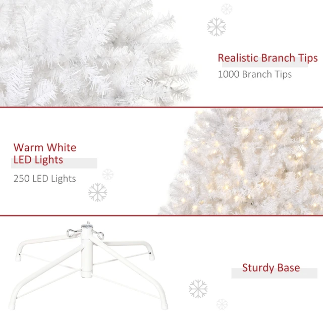 Alt view image 3 of 7 - Tall Prelit Christmas Tree Douglas Fir Artificial Christmas Tree with Realistic Branches, LED Lights and Tips, White