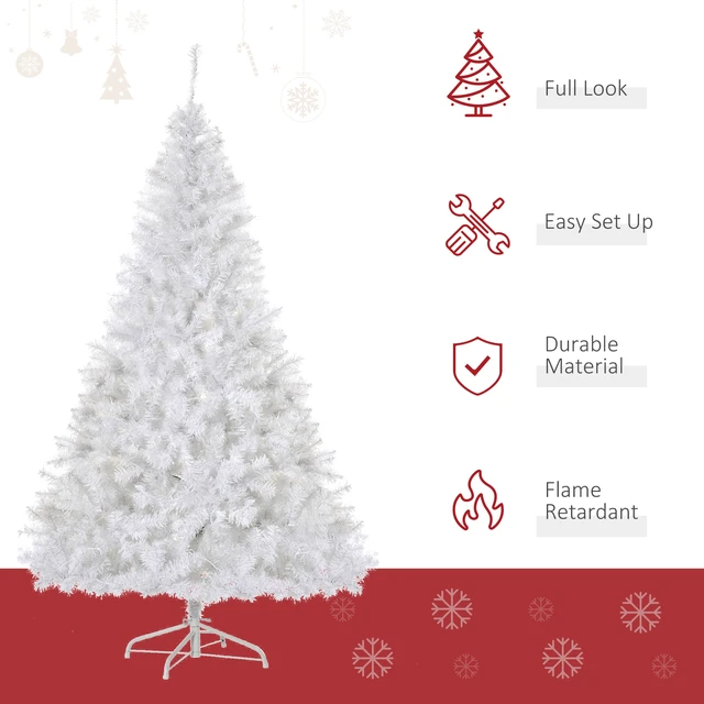 Alt view image 6 of 7 - Tall Prelit Christmas Tree Douglas Fir Artificial Christmas Tree with Realistic Branches, LED Lights and Tips, White