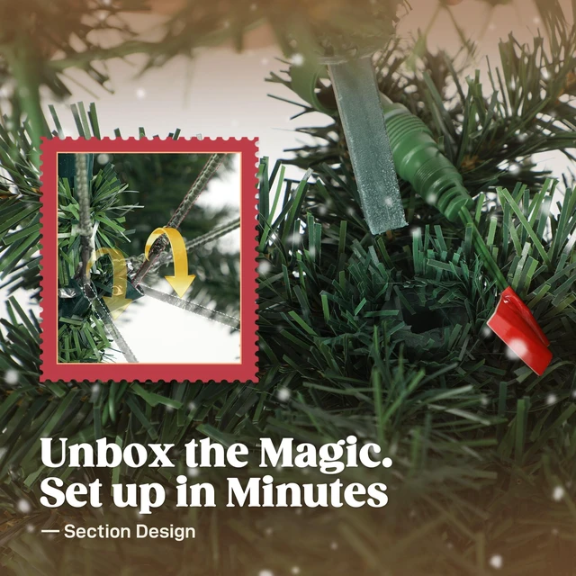 Alt view image 2 of 7 - 6 ft Prelit Whimsical Christmas Tree, Slim High Mountain Fir Holiday Decor with Leds and Modes Xmas Tree with Tips