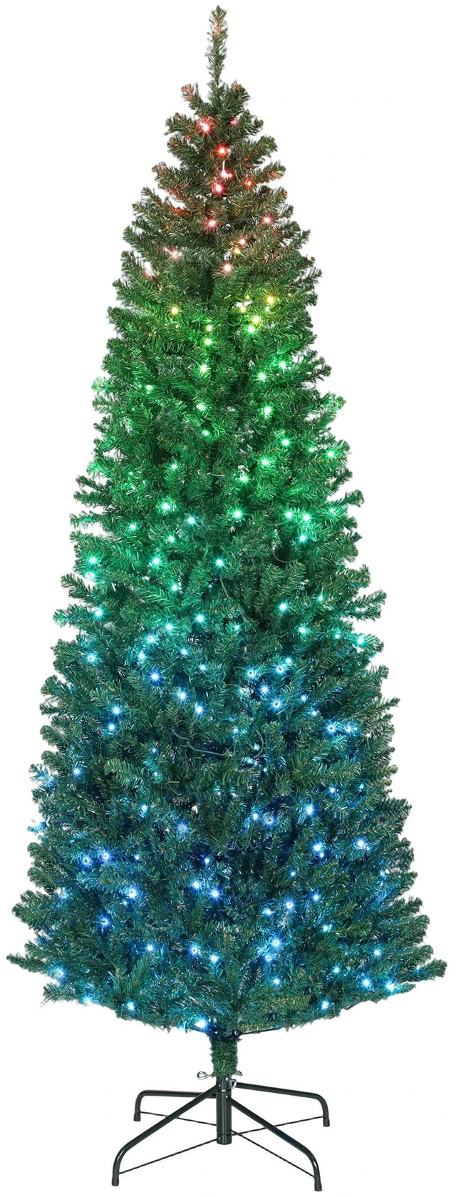 Main image of 7 ft Prelit Christmas Tree with Colorful DIY Synchronized LED Lights and Remote, Slim Fir Hinged Xmas Tree with Dense