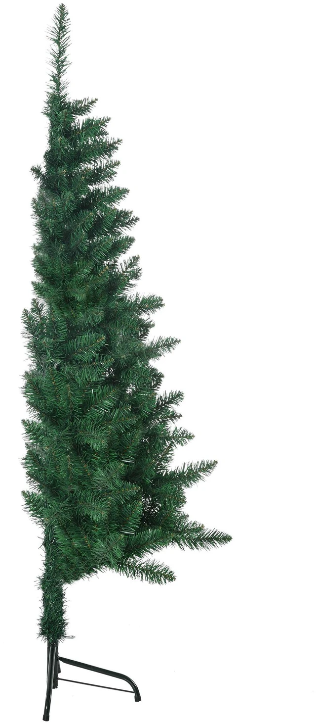 Main image of 5 ft Half Artificial Christmas Tree Holiday Décor with Branches, Auto Open Steel Base, Green, Plastic
